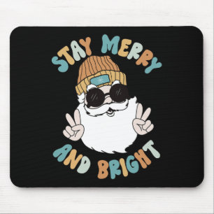 Tapis De Souris Retro Super Noël Joyeux Restez lumineux Père Noël