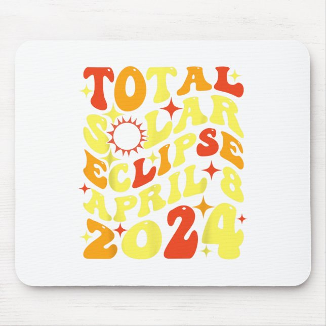 Tapis De Souris Rétro Super total Éclipse solaire 08 avril 2024 (Devant)