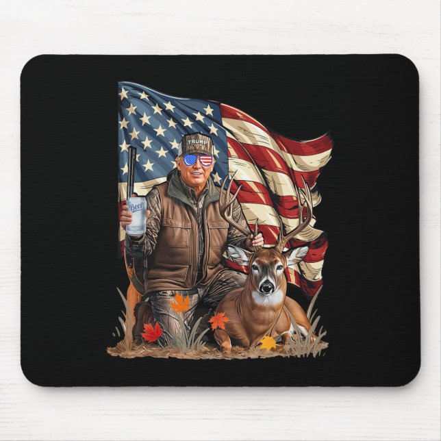 Tapis De Souris Retro Trump Chasse Deer Drôle Bière Boire (Devant)