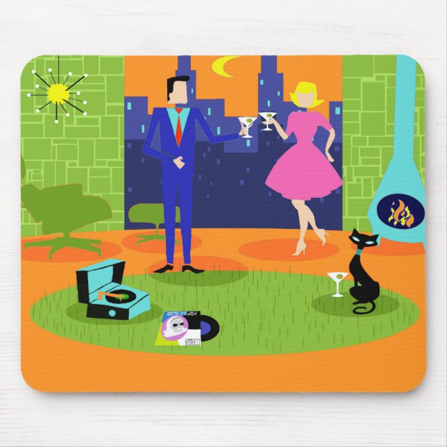 Tapis De Souris Rétros couples romantiques Mousepad de soirée (Devant)