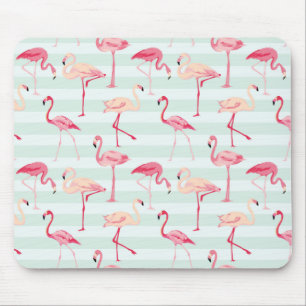 Tapis De Souris Rétros Flamants roses sur les rayures en bon état