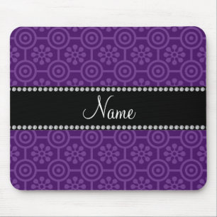 Tapis De Souris Rétros fleurs pourpres nommées personnalisées