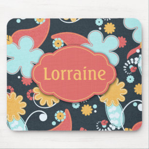 Tapis De Souris Rétros floraux - ajoutez un nom -