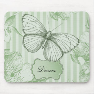 Tapis De Souris Rêve de rayures de papillon à la menthe