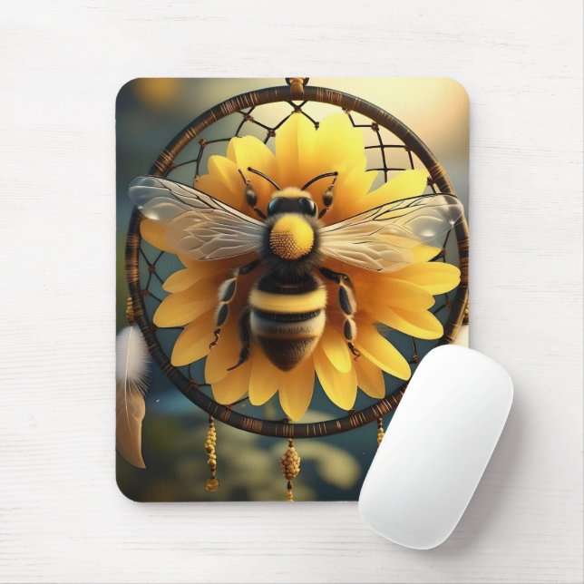 Tapis De Souris "Rêves Bourdonnants : Attrape-Rêves Abeille Tourne (Avec souris)