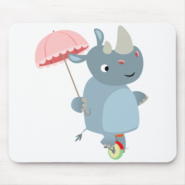 Tapis De Souris Rhino mignon avec parapluie sur Monicycle Mousepad (Devant)