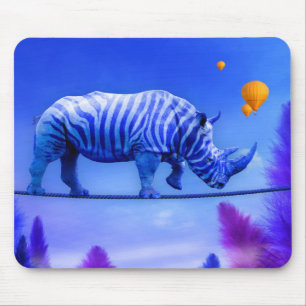 Tapis De Souris Rhinocéros bleu marchant sur la corde