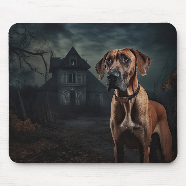 Tapis De Souris Rhodesian Ridgeback Halloween effrayant (Devant)
