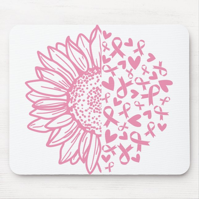 Tapis De Souris Ribbon rose Conscience du cancer du sein Tournesol (Devant)