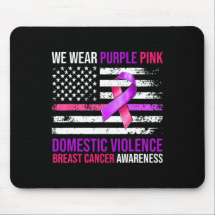 Tapis De Souris Ribbon rose Violet Drapeau Cancer Du Sein Et Domes