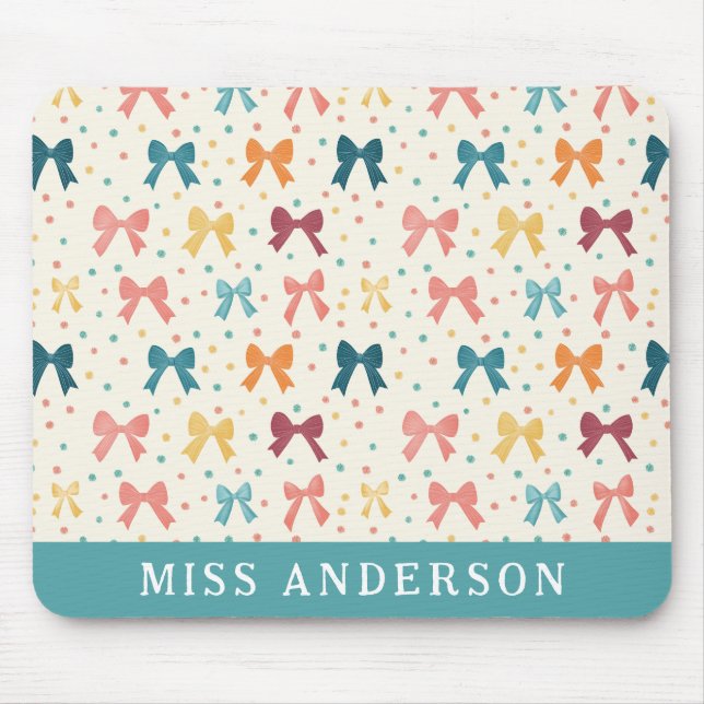 Tapis De Souris Ribbons arc-en-ciel Motif Whimssical Nom personnal (Devant)