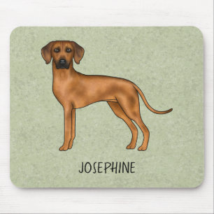 Tapis De Souris Ridback Rhodésien Chien Brun Mignon Avec Nom Vert