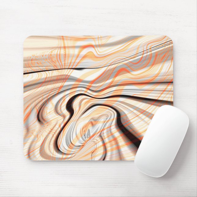 Tapis De Souris Riples sur crème perlée beige, marron & orange pâl (Avec souris)