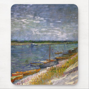 Tapis De Souris Rivière avec bateaux à rames par Vincent van Gogh