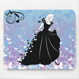 Tapis De Souris Robe à papillon Cendrillon Silhouette