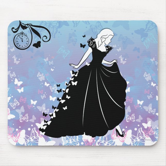 Tapis De Souris Robe à papillon Cendrillon Silhouette (Devant)