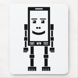 Tapis De Souris Robo Téléphone - Noir sur Blanc