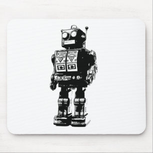 Tapis De Souris Robot Vintage noir et blanc