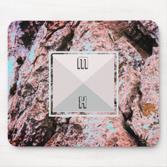 Tapis De Souris Roche primitive et piramide avec vos initiales (Devant)