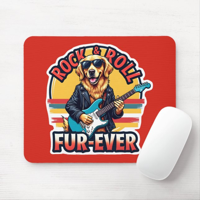 Tapis De Souris Rocher et rouler fourrure jamais Golden Retriever  (Avec souris)