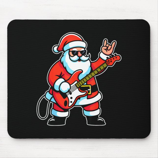Tapis De Souris Rock &amp; Roll Christmas Santa Claus Guitar Playe (Devant)