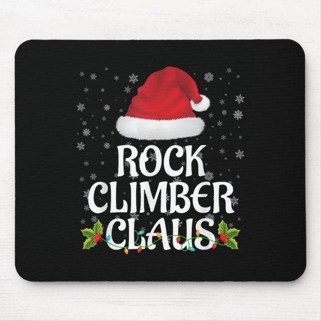 Tapis De Souris Rock Climber Claus Christmas Lights Pajama Family  (Devant)