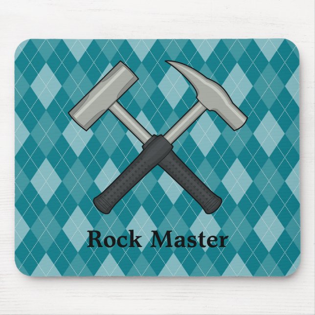 Tapis De Souris Rock Master ! Marteaux de géologie croisée (Devant)