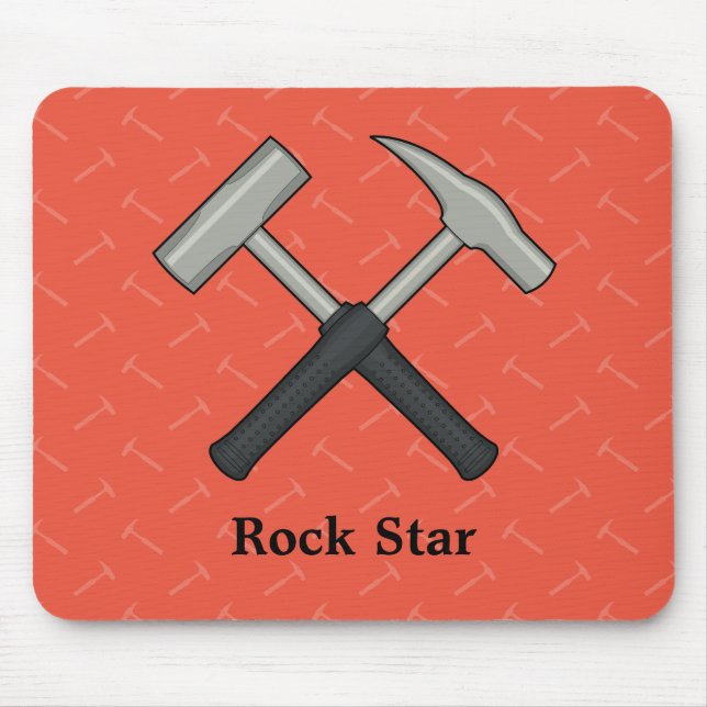 Tapis De Souris Rock Star ! Marteaux de géologie croisée (Devant)