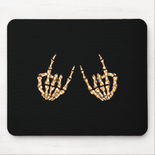 Tapis De Souris Rock sur Halloween À damiers Motif Skeleton main