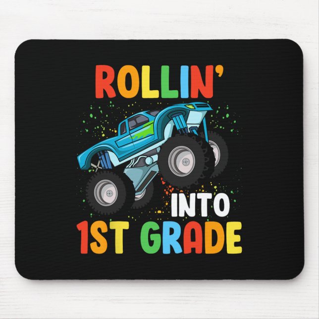 Tapis De Souris Rollin' Into 1st Grade Monster Truck 100th Day Of (Devant)