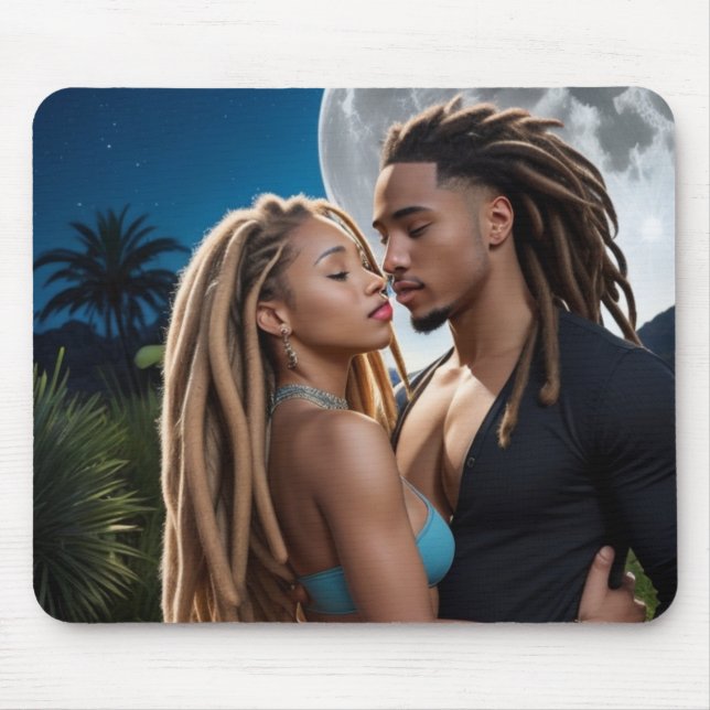 Tapis De Souris Romantic Moonlight Couple Art Mousepad (Devant)