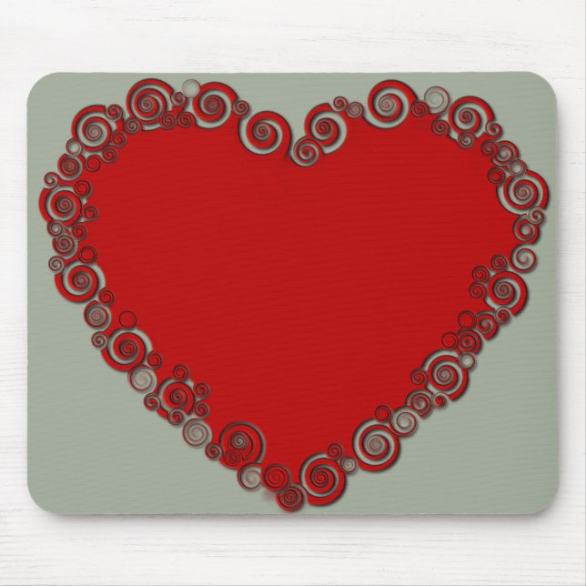 Tapis De Souris Romantique Valentine amour coeur rouge (Devant)