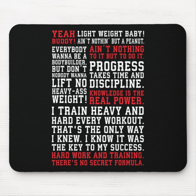 Tapis De Souris Ronnie Fitness Cite Gymnase entraînement Bodybuild (Devant)