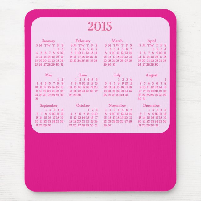 Tapis de souris rose antique de 2015 calendriers (Devant)