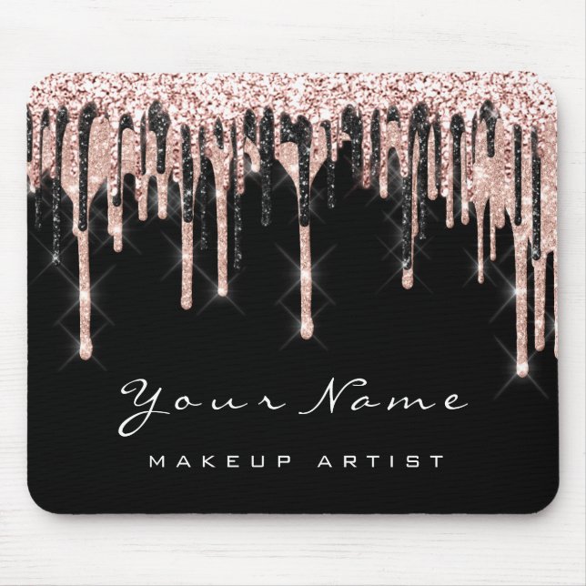 Tapis De Souris Rose Black White Parties scintillant Nom Maquillag (Devant)