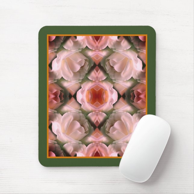 Tapis De Souris Rose blanche florale Abstraite teintée (Avec souris)