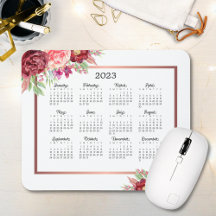 Rose Bourgogne Floral Rose Gold 2023 Calendrier