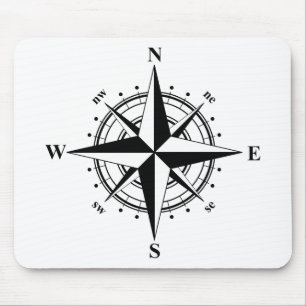 Tapis De Souris Rose Compass - Noir et blanc