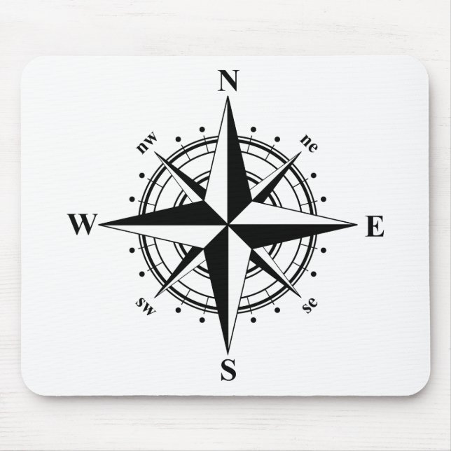 Tapis De Souris Rose Compass - Noir et blanc (Devant)