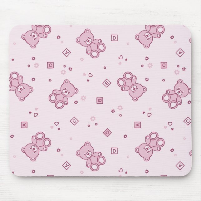 Tapis De Souris Rose d'arrière - plan de nounours (Devant)