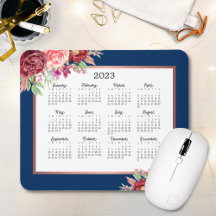 Rose de Bourgogne Floral Navy Blue 2023 Calendrier