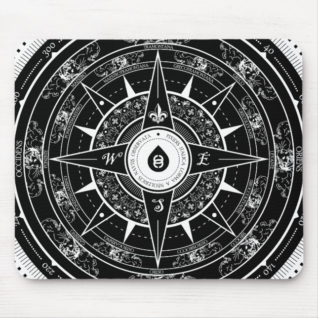 Tapis De Souris Rose de boussole - Mousepad (noir) (Devant)
