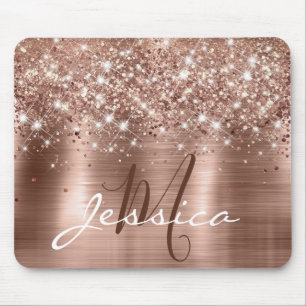 Tapis De Souris Rose de Glitterie Gold Faux Parties scintillant Mo