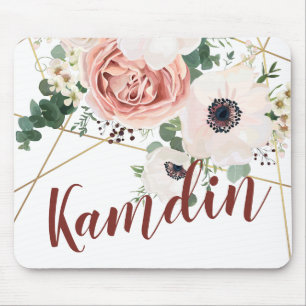 Tapis De Souris Rose de jardin géométrique Anemo personnalisé Pad 