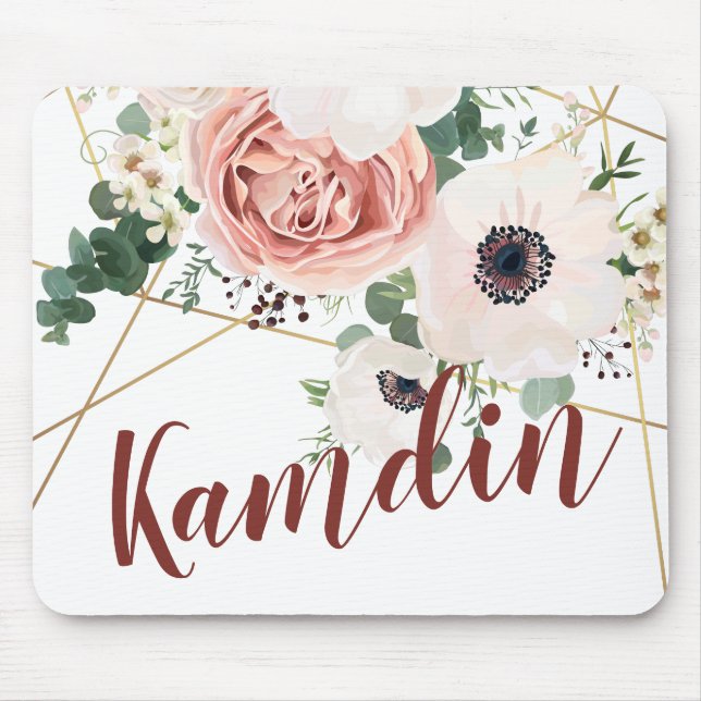 Tapis De Souris Rose de jardin géométrique Anemo personnalisé Pad  (Devant)