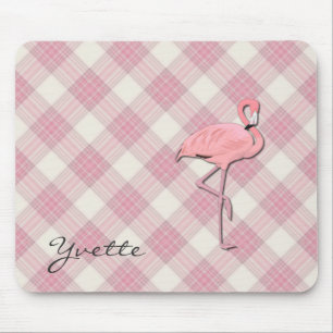 Tapis de souris rose de plaid de Flamant rose