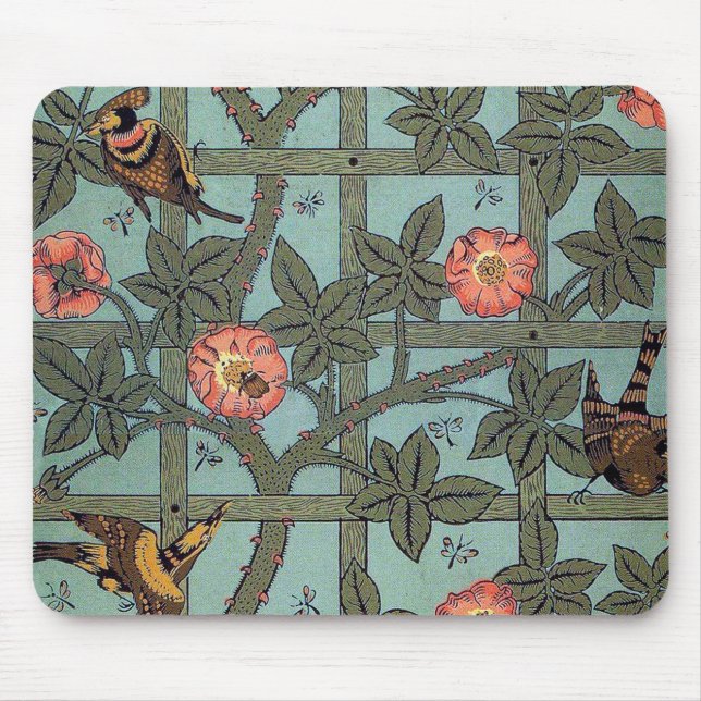 Tapis De Souris Rose d'Escalades & Petit Oiseau, William Morris (Devant)