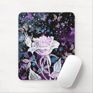 Tapis De Souris Rose d'hiver et papillons