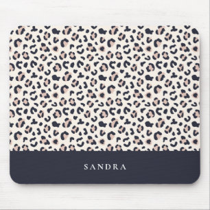 Tapis De Souris rose Empreinte de léopard