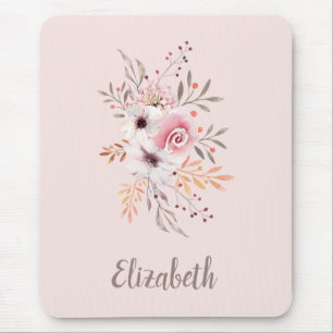 Tapis De Souris Rose en pastel, bouquet floral de rose -